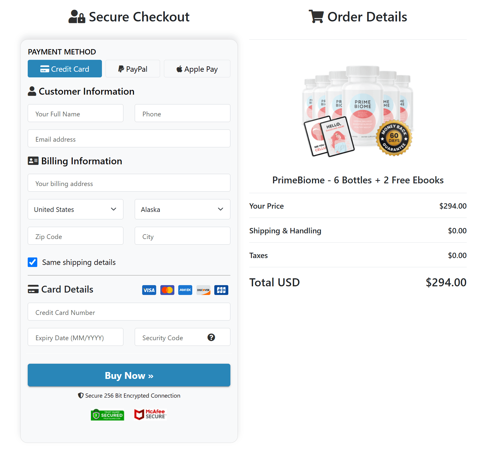 PrimeBiome Secure Order Form